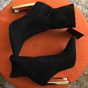 Black suede sock bootie (NEVER WORN)
